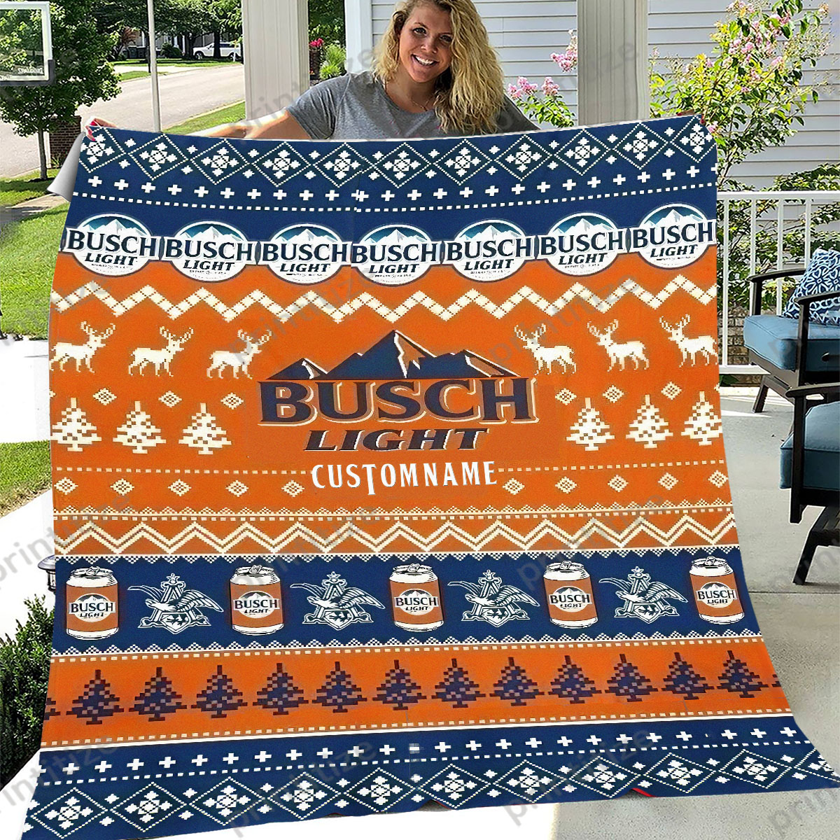 Busch Light Ugly Xmas Personalized Custom Name Blanket