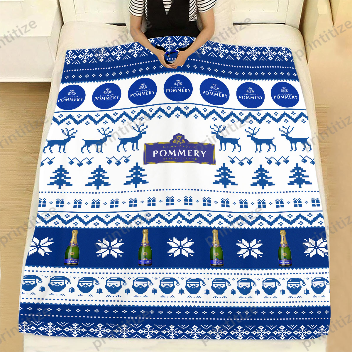 Pommery Funny Ugly Christmas Pattern Blanket