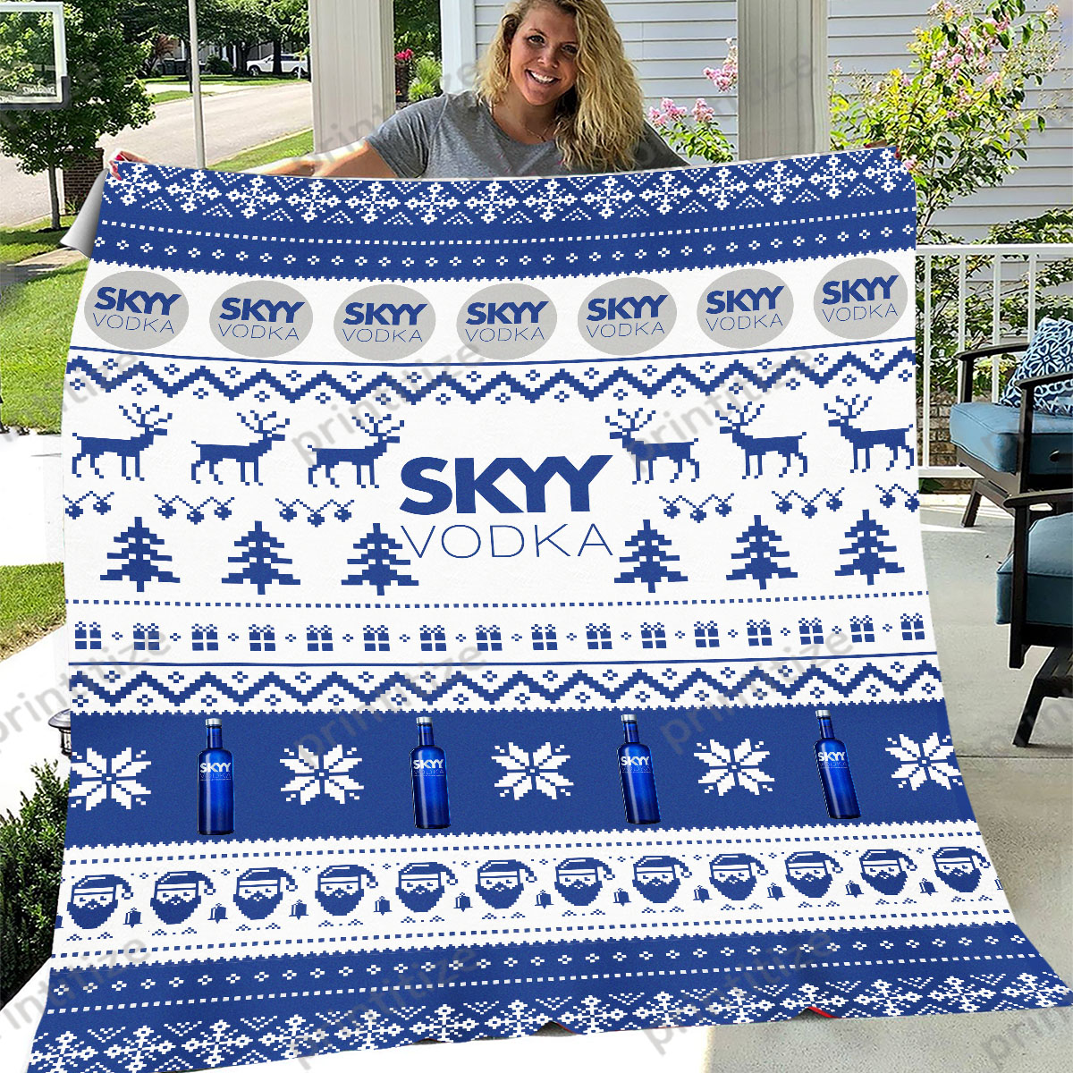 Skyy Vodka Funny Ugly Christmas Pattern Blanket