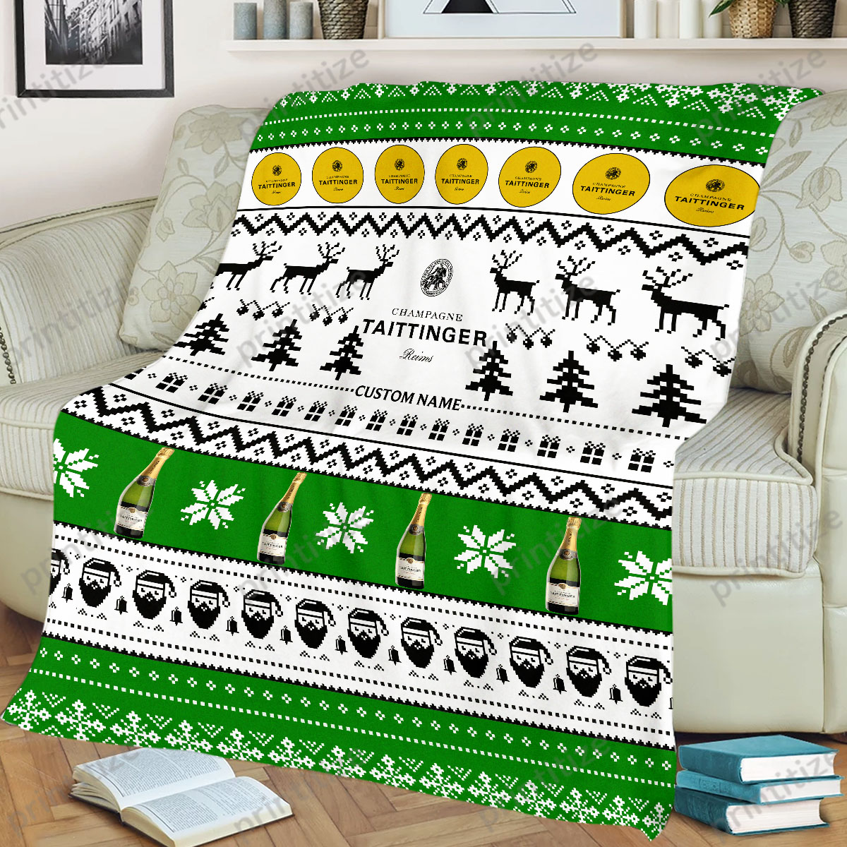 Taittinger Funny Ugly Christmas Pattern Personalized Custom Name Blanket