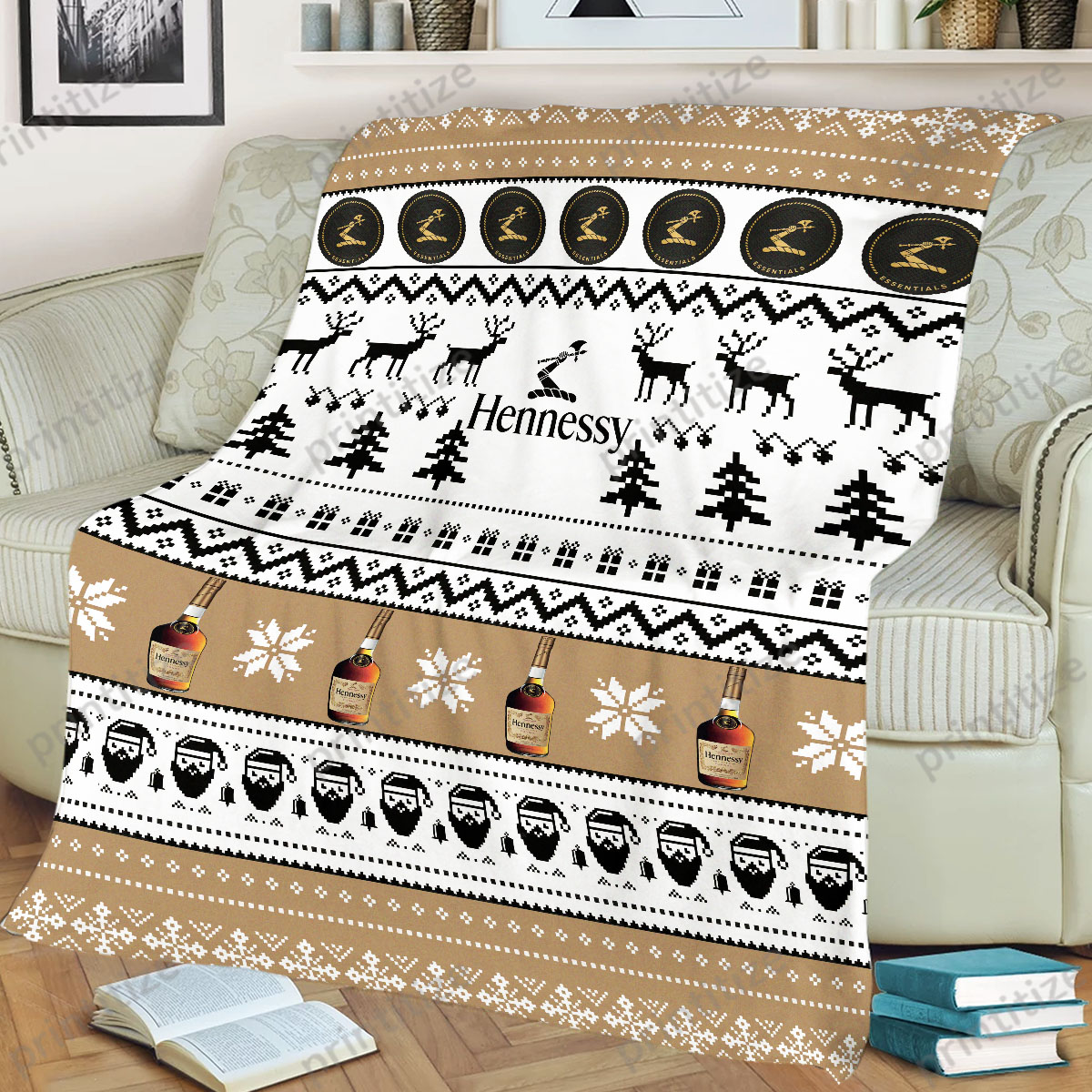 Hennessy Ugly Christmas Funny Pattern Blanket