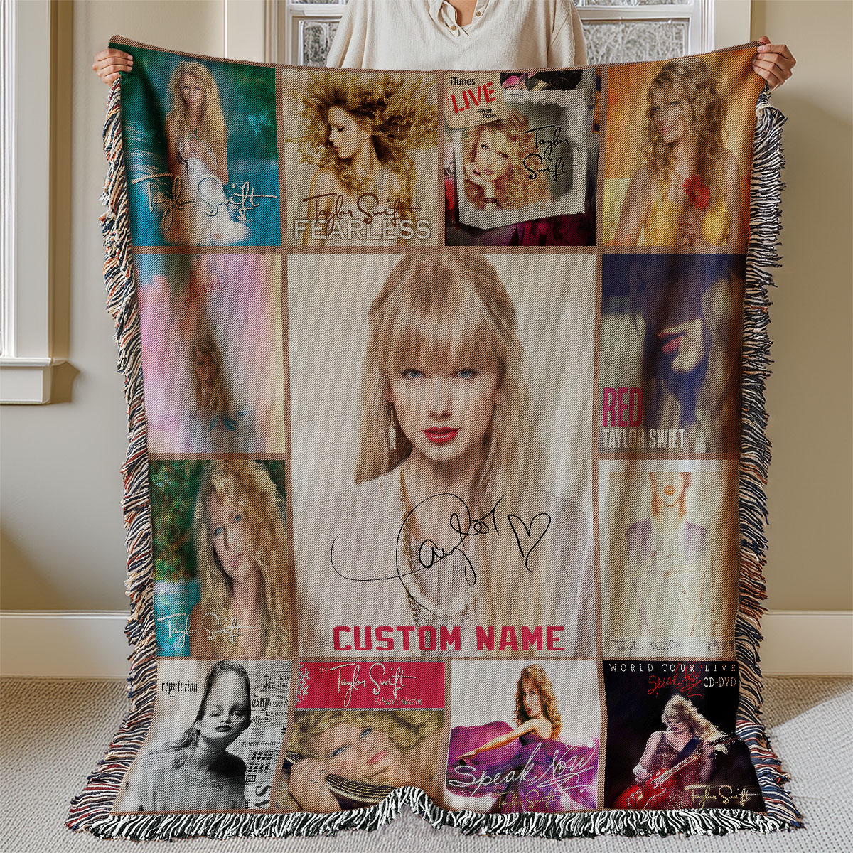 Personalized Custom Name Taylor Swift Swift Signed For Fans Premium Woven Blanket