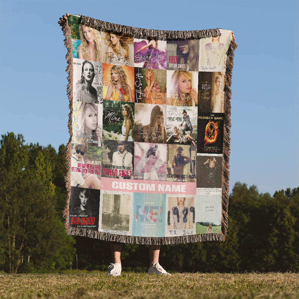 Personalized Custom Name Taylor Swift Swift Collage Album Covers Premium Woven Blanket
