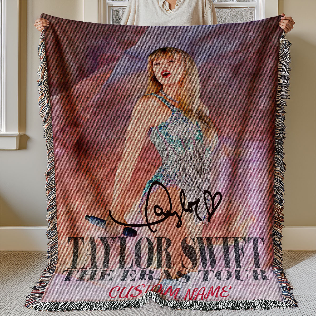 Personalized Custom Name Music Taylor Swift The Eras Tour Premium Woven Blanket