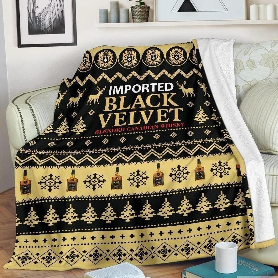 Black Velvet Ugly Xmas Whisky Fleece Blanket