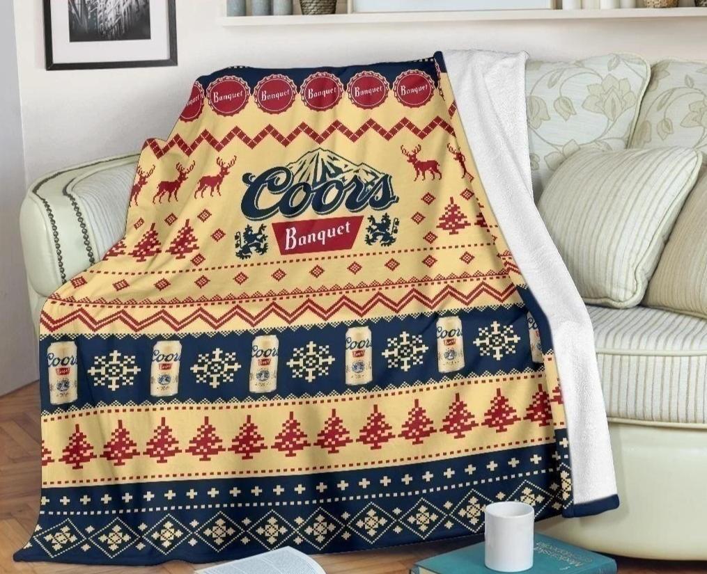 Coors Banquet Ugly Xmas Fleece Blanket
