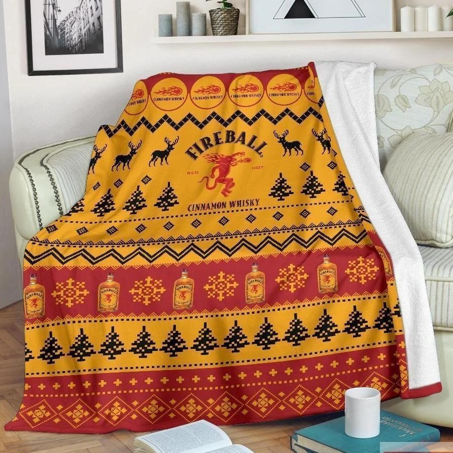 Fireball Ugly Xmas Whisky Fleece Blanket