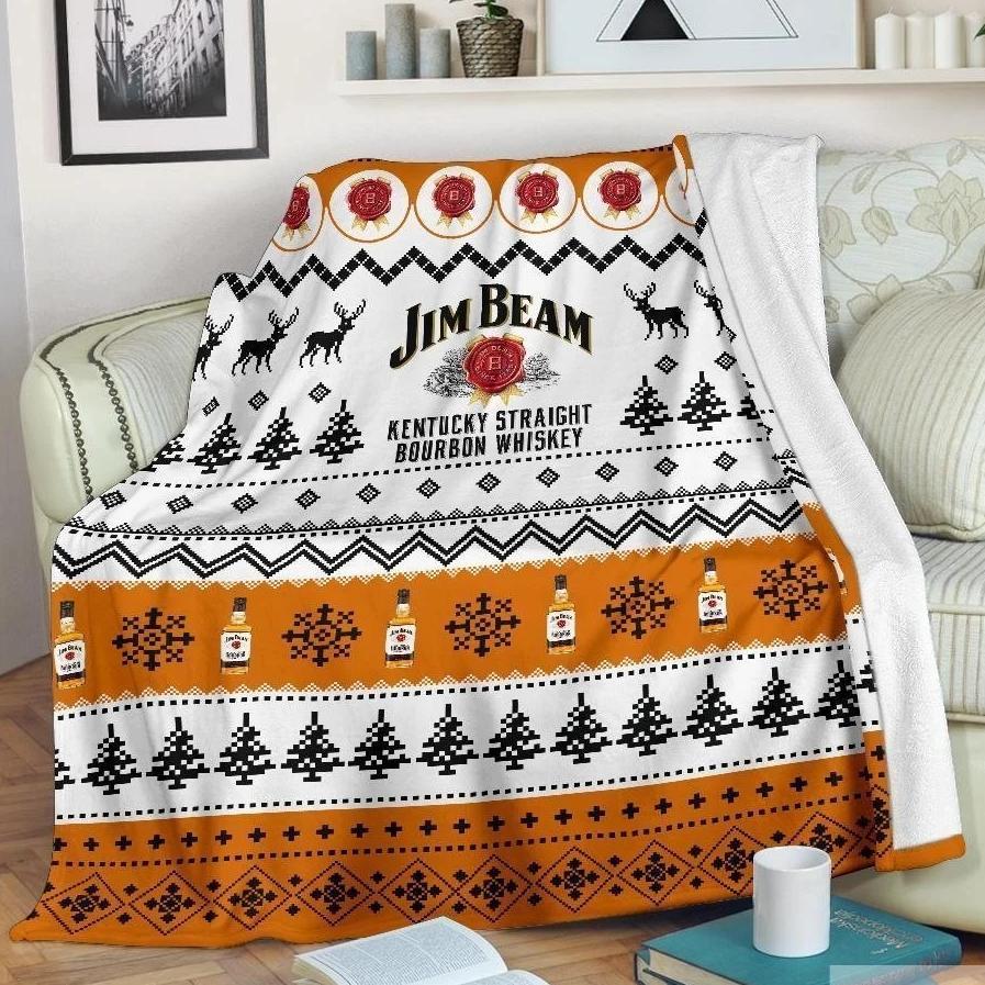 Jim Beam Ugly Xmas Whisky Fleece Blanket