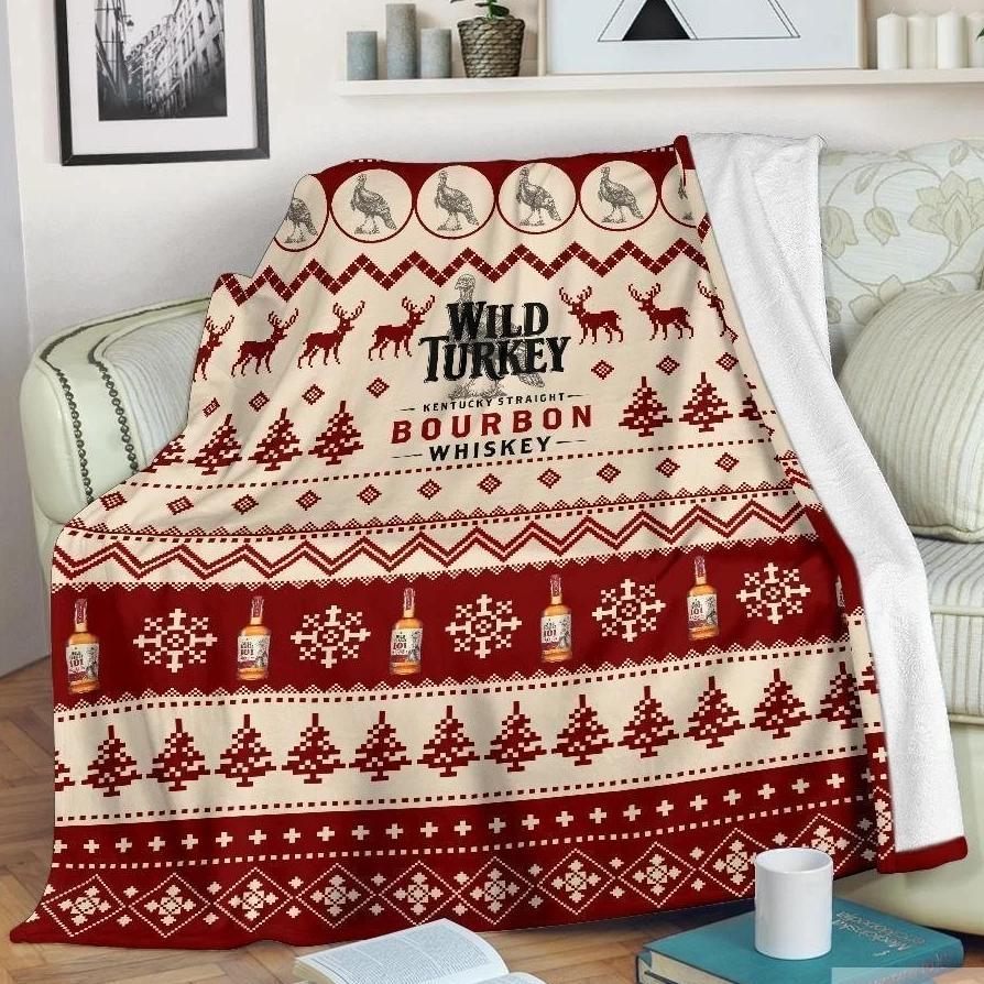 Wild Turkey Ugly Xmas Whisky Fleece Blanket